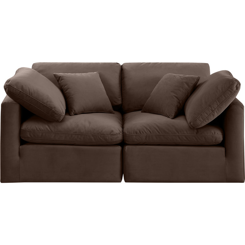 Itala 70'' Velvet Loveseat, Brown Velvet