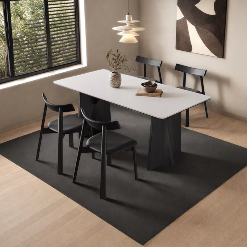 Table de salle à manger noire en bois massif, H 29,52 po x L 55,11 po x l 31,49 po