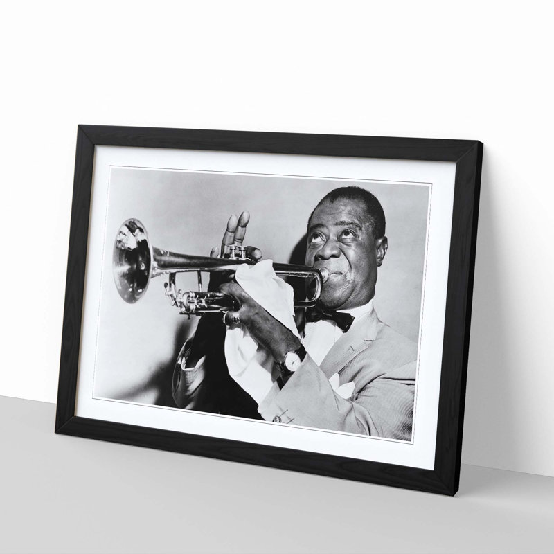 Louis Armstrong Framed Photographic - Framed Print, Black