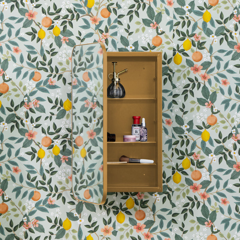 Eaton Medicine Cabinet, Recess and Surface Mount, Gold