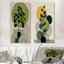 «Bohemian Minimalist Geometric Plant I», ensemble d'art mural moderne en métal vert