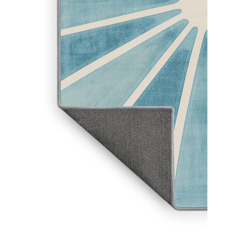 Tapis de couleur unie doux et moelleux de couleur unie moderne et contemporain de couleur lime en bleu - Reliure bleu ciel