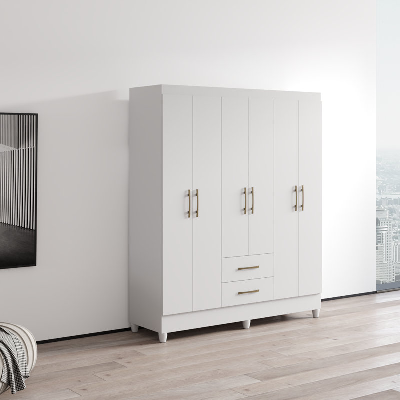Armoire Panama 60,2 "avec tablettes réglables, tringle, Blanc