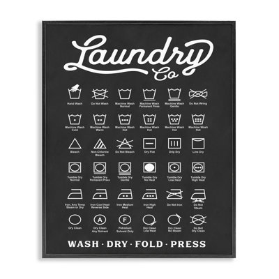 Laundry Business Symbols Chart Simple Shapes XXL Black Framed Giclee Texturized Art by Lettered and Lined