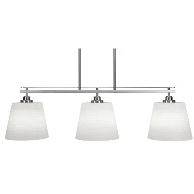 Agnon 3 Light Island Light Shown In Brushed Nickel Finish With 10" Matrix Glass