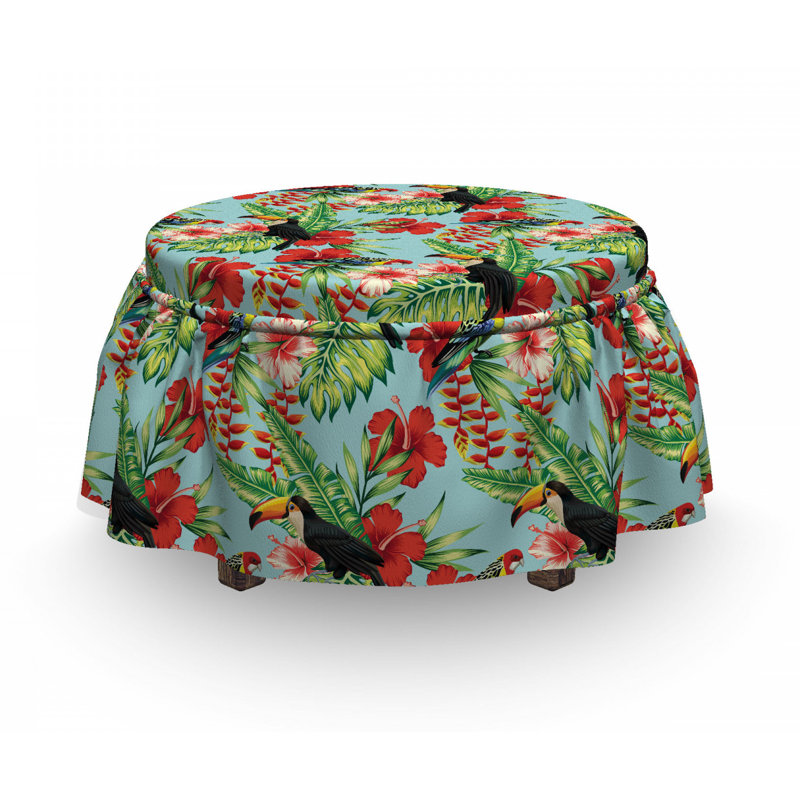 Hibiscus perroquet et toucan repose-pieds housse pour