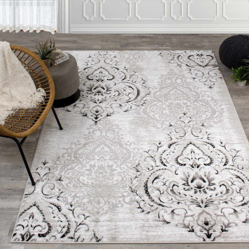 Abbate Damask Indoor Rug, Rectangle 9'2" x 12'