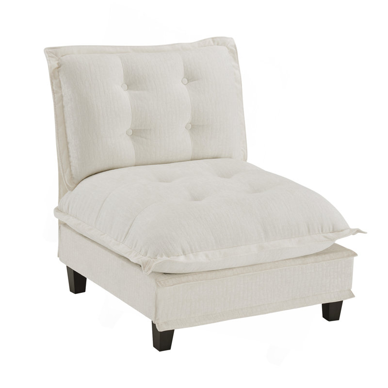 Canapé 73 sans accoudoirs en chenille beige, Beige