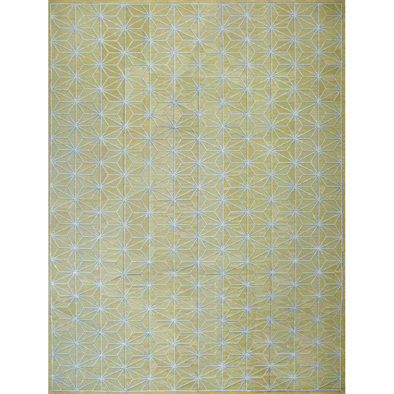 Flatweave Wool Geometric Area Rug, Rectangle 9' X 12'