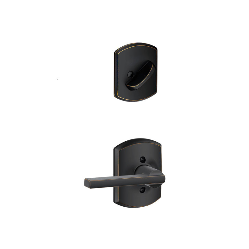 Latitude Single Cylinder Interior Lever Set (Exterior Portion Sold Separately), Aged Bronze