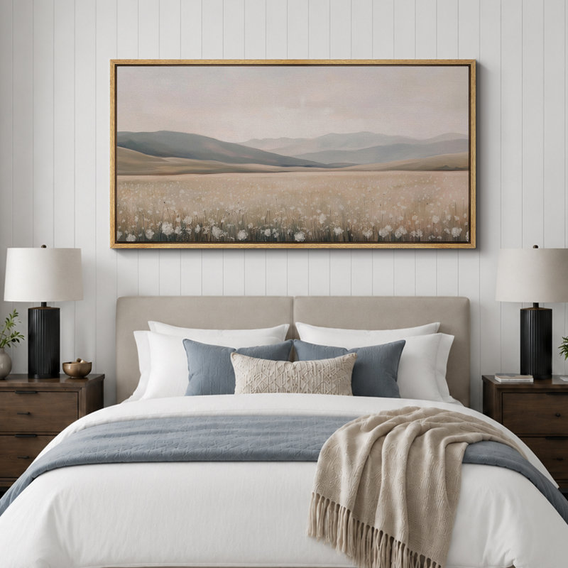 «Green Tan Mountain Landscape», art mural neutre, impression numérique sur toile giclée sur toile, Naturel, H 30 po x l 60 po
