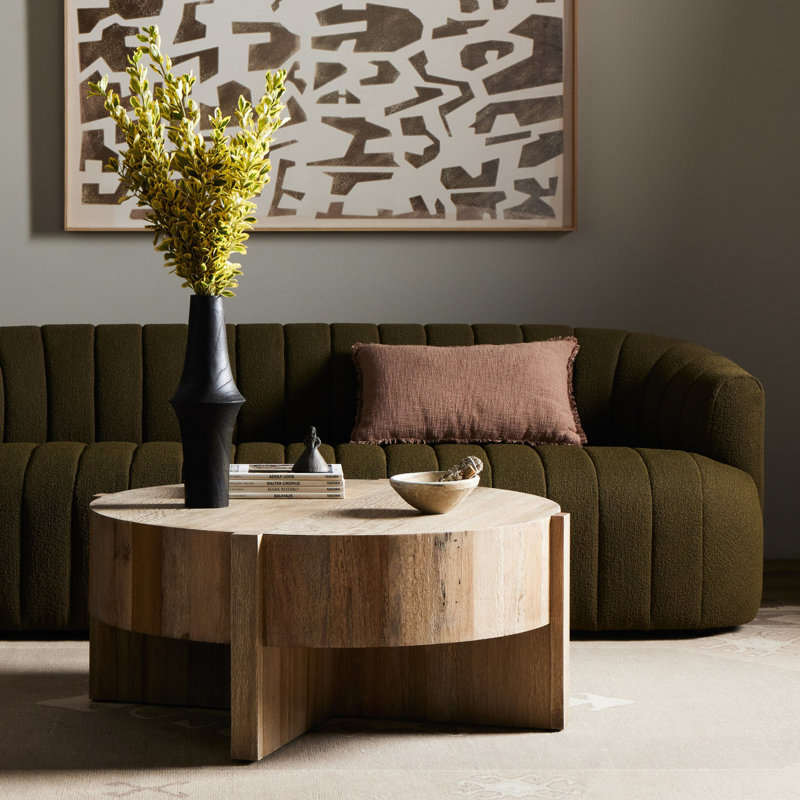 Bingham Coffee Table, Rustic Oak Veneer, 17.75"H x 41.5"W x 41.5"D