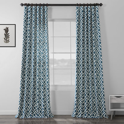 Rami Geo Contemporary Cotton Room Darkening Curtains- Single Panel
