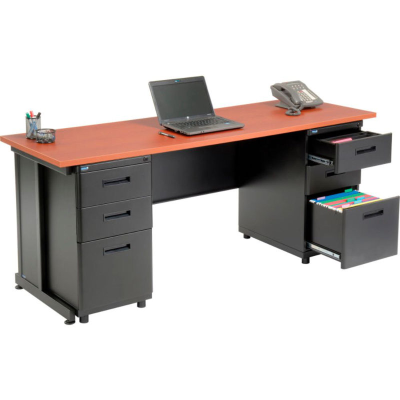 Bureau avec 6 tiroirs, 72 po x 24 po, cerisier, Merisier