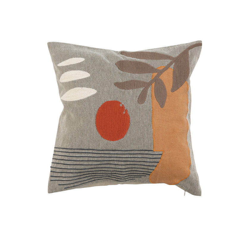 Multicolor Embroidered Cotton Euro Pillow Cover