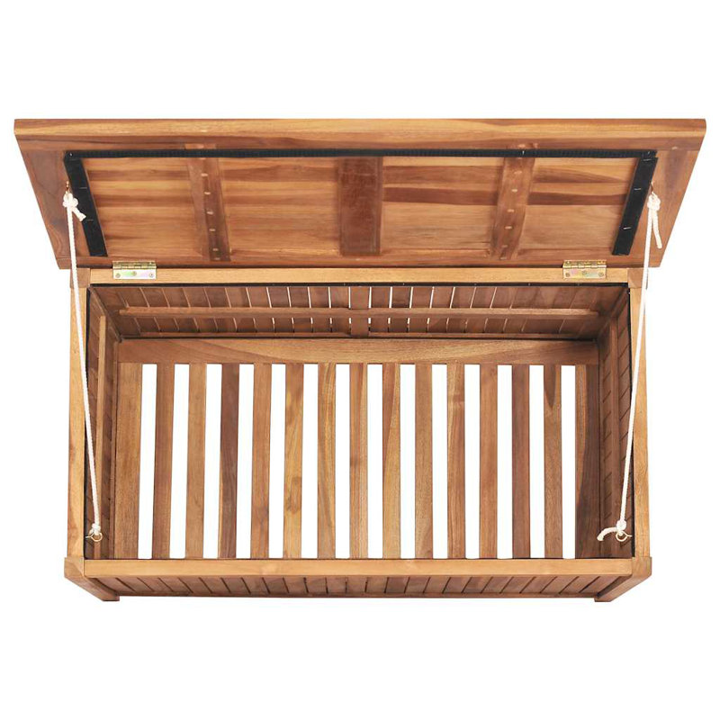 Distefano Teak Solid Wood Deck Box in Brown, 22.8" H x 35.4" W x 19.7" D