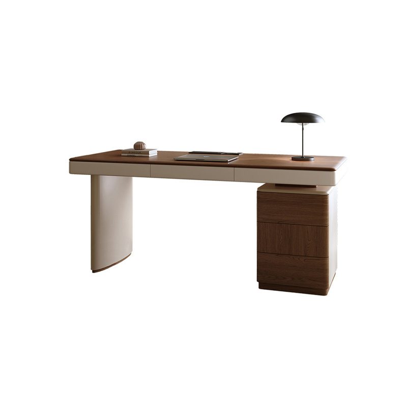 Bureau moderne de 55,12 po brun et crème, H 29,53 po x l 55,12 po x P 27,56 po