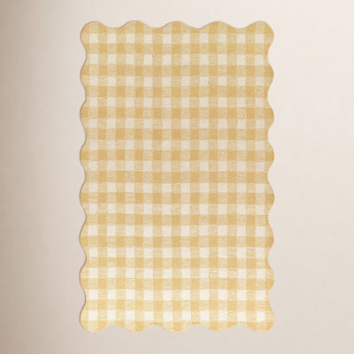 Lola Yellow Hand-Tufted Plaid Wool Rug