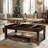 48" Rectangular Lift-Top Coffee Table Dark Cherry Finish with Hidden Storage, Drawer & Open Shelf