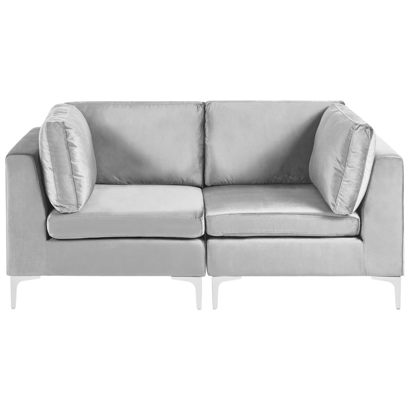 2 Seater Velvet Sofa, Grey Velvet