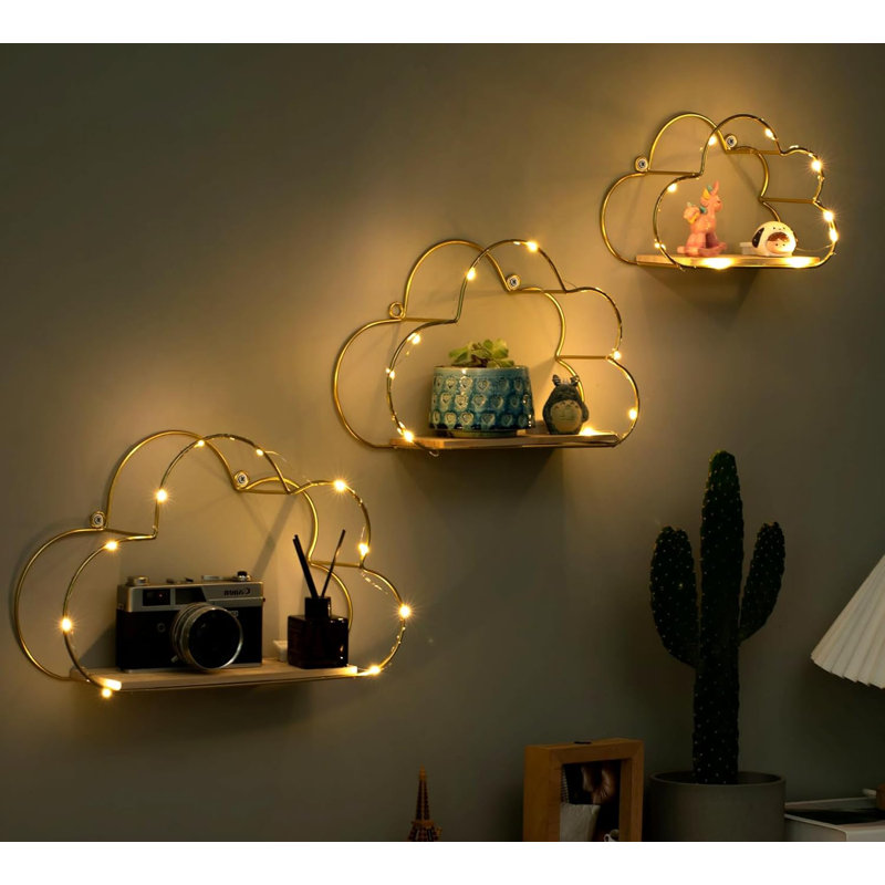 Golden Cloud Shaped Floating Shelf