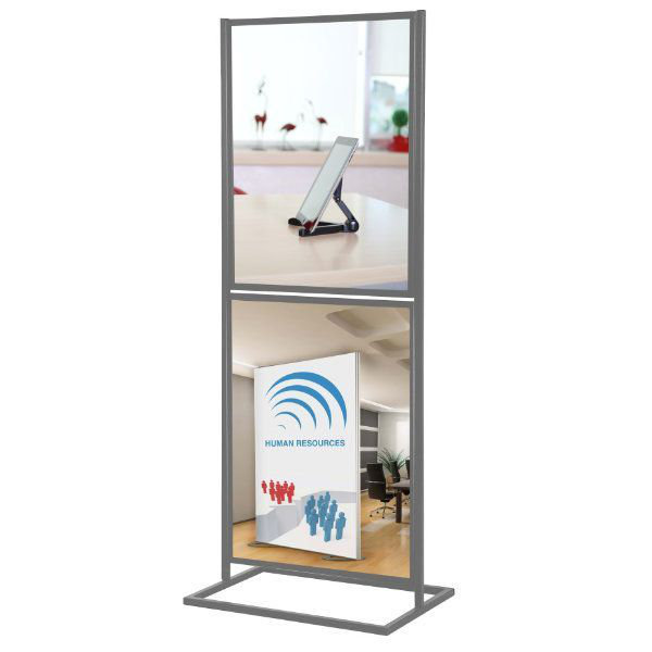 Panneau d’information en métal avec 2 niveaux, H 31 po x l 20 po x P 15,5 po, Noir