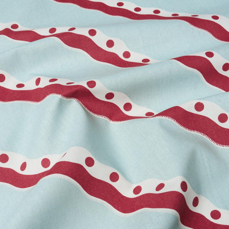 Rousseau Stripe Fabric, Rouge & Sky