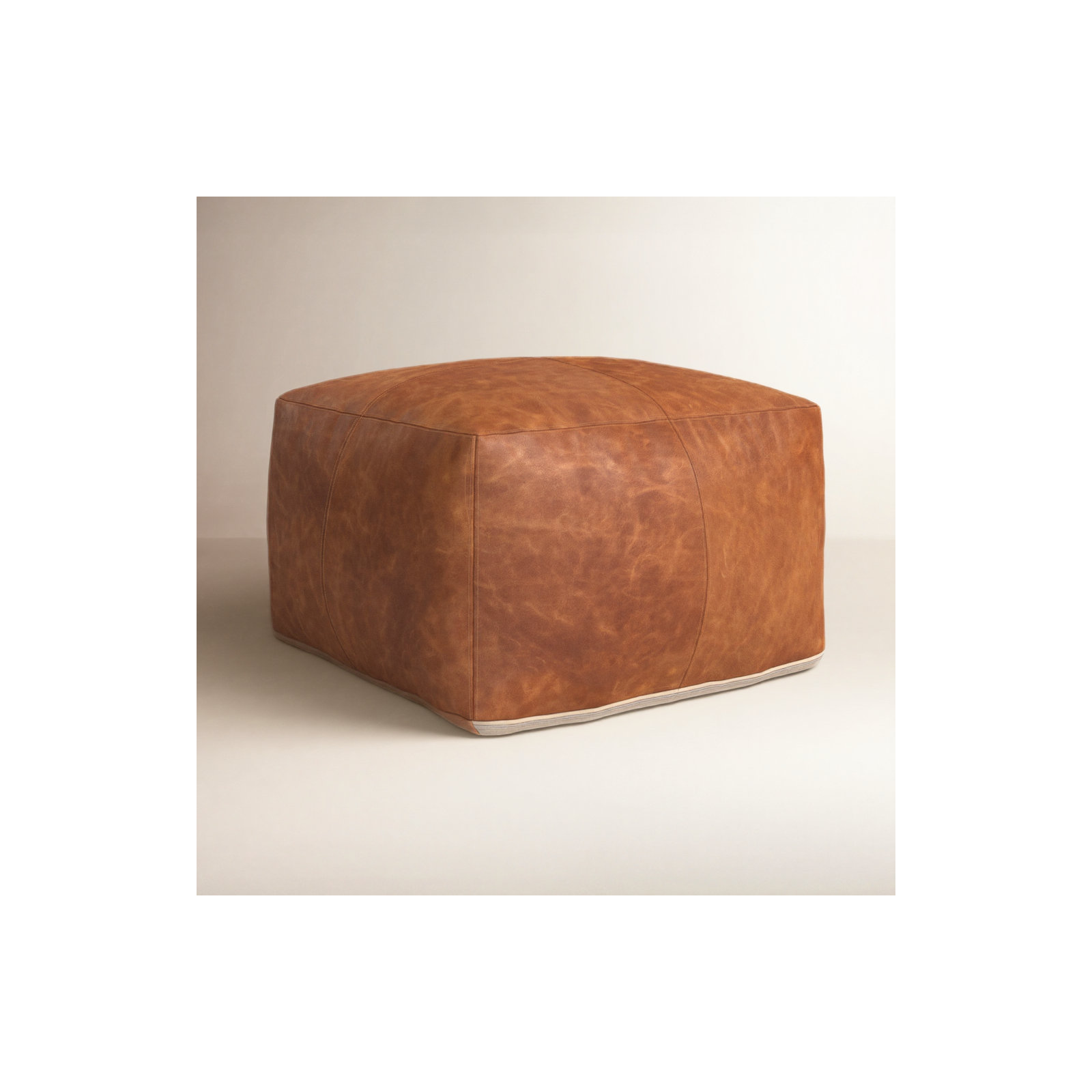 Imes Genuine Leather Square Pouf