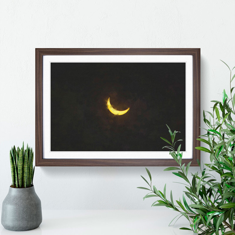 Solar Eclipse - Picture Frame Painting Print, 24cm H x 33cm W x 2cm D, Walnut Framed