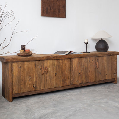Wabi-sabi solid wood retro TV cabinet