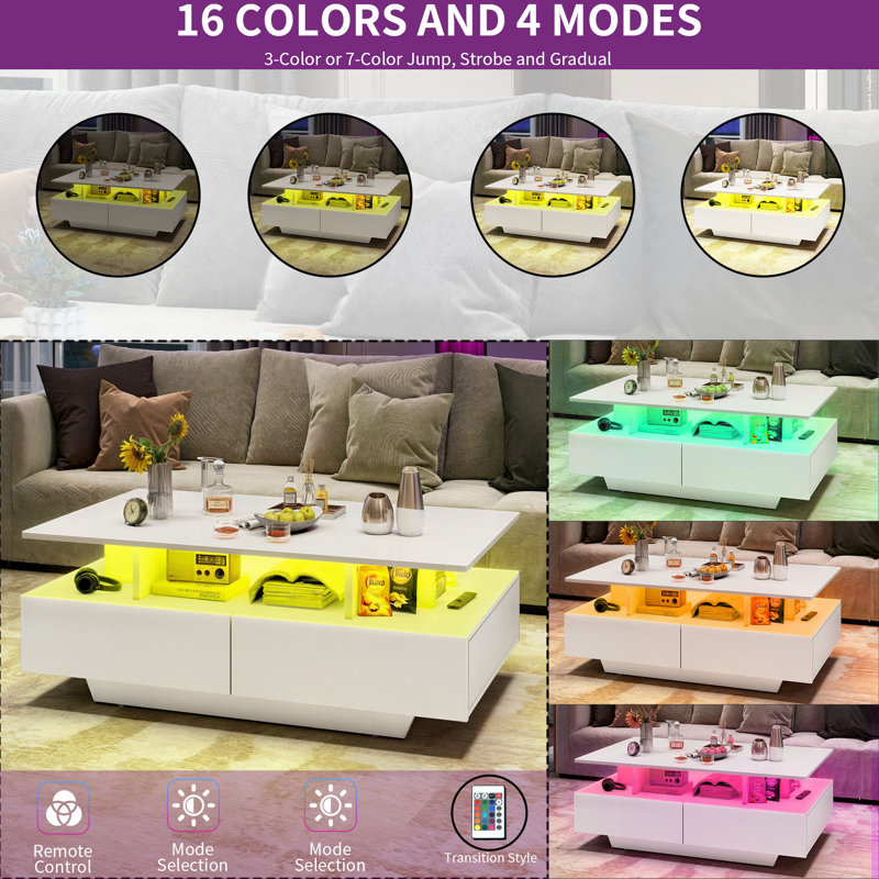AMERLIFE 3 Piece High Gloss Living Room Table Set, Lebanon