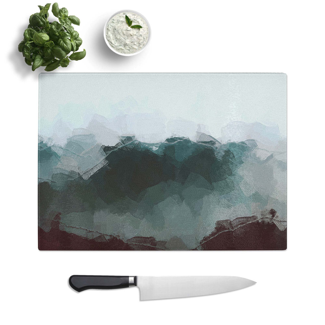 Glass Misty Mountain Range in Abstract Chopping Board