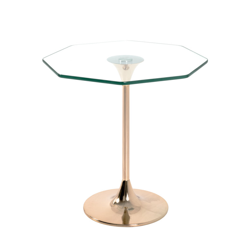Cauthen Glass Top Pedestal End Table