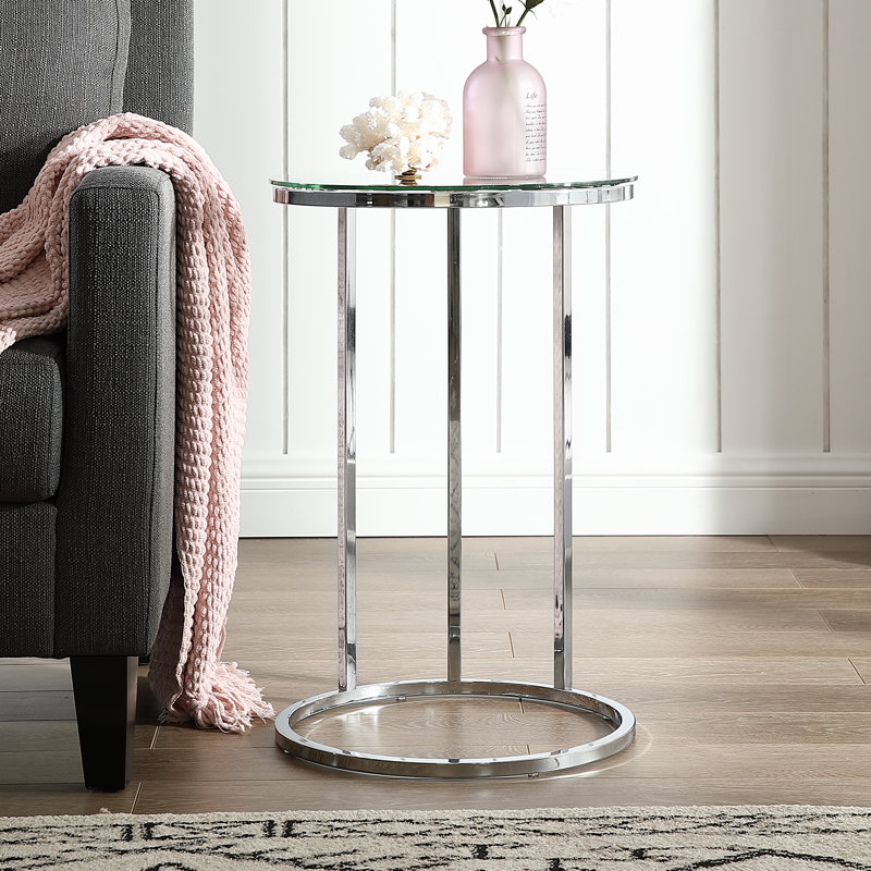 Table de bout en verre Sanath, Chrome