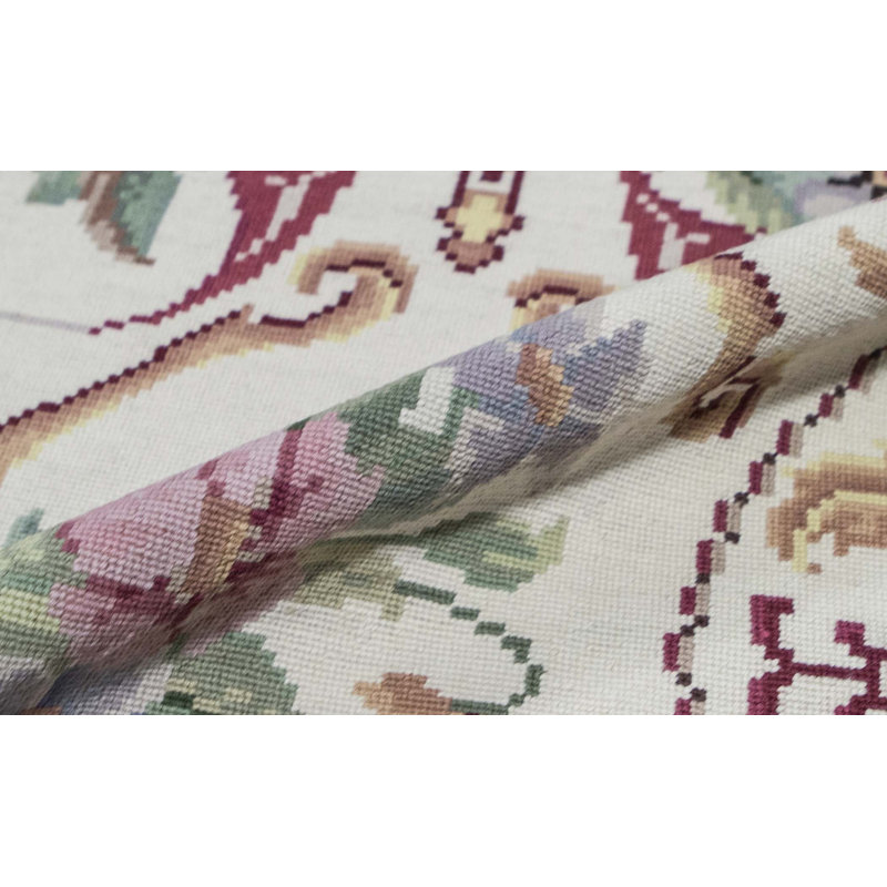 Hand-Knotted High-Quality Brown, Green, and Pink Runner
