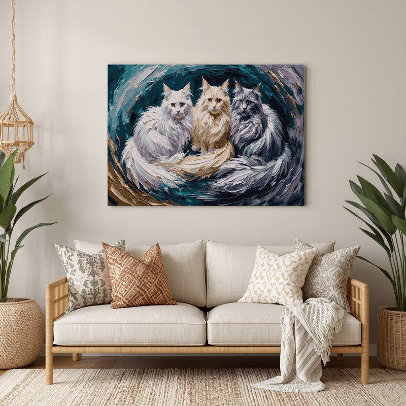 Art mural en métal chats gris Cymric, H 132 po x l 168 po x P 0,05 po