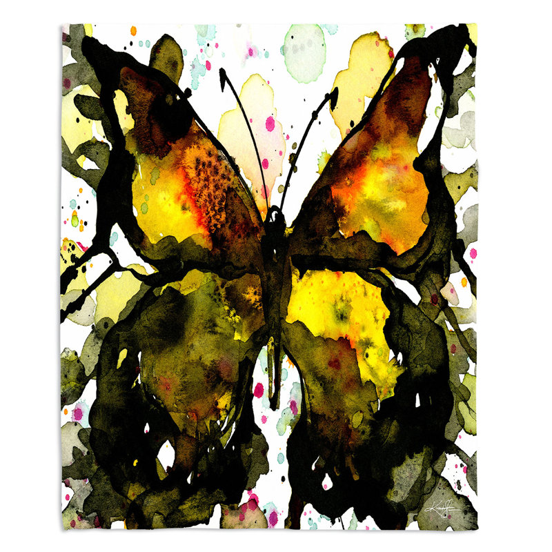 Couverture sherpae douce 37 de papillon aquarelle, l 68 po x L 80 po