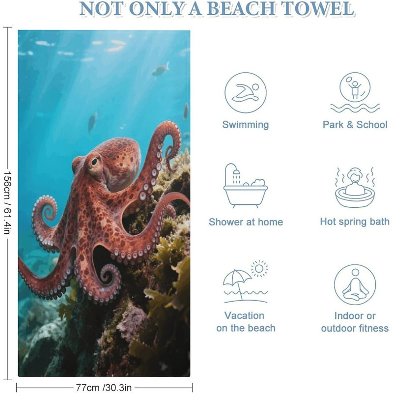 Serviette de plage en microfibre à séchage rapide 32 po x 63 po