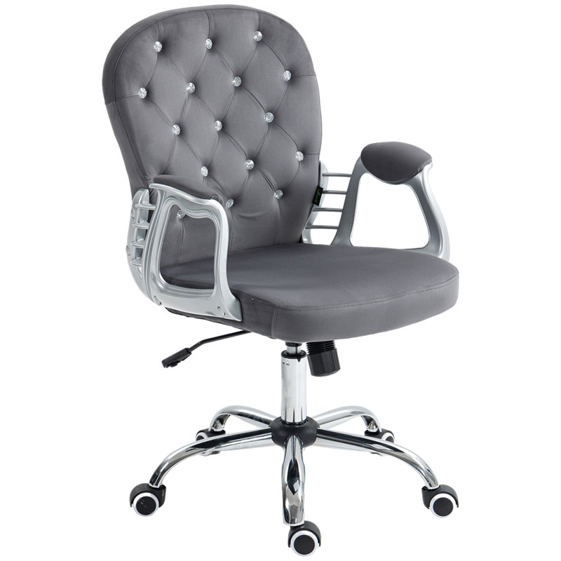 Vinsetto Velvet Home Office Chair, Dark Gray, Velvet