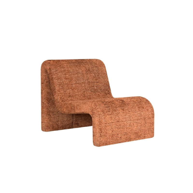 Kelly Curved Brown Fabric Upholstered Accent Chair