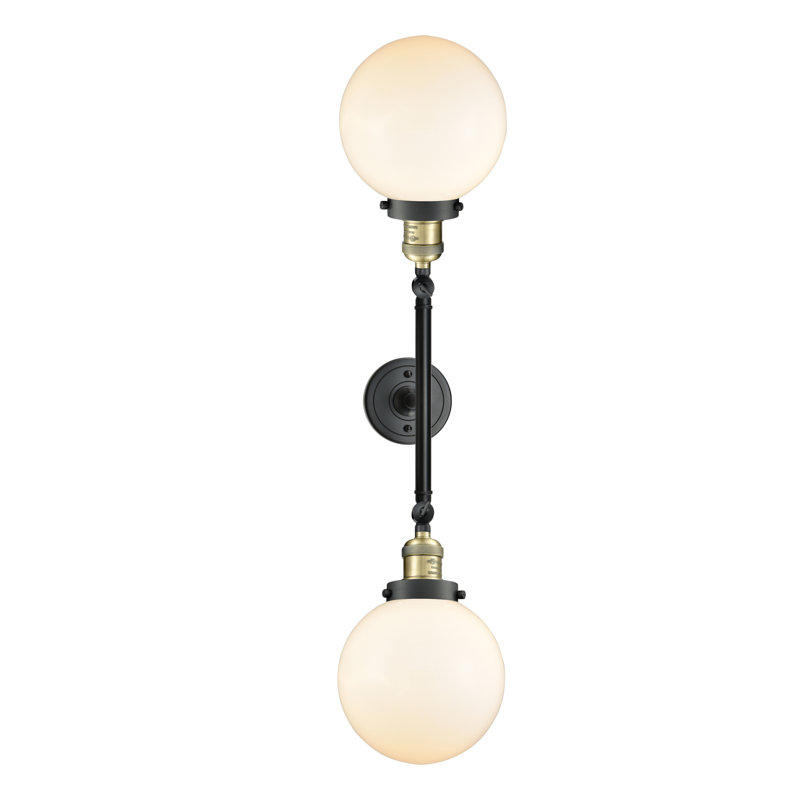Clementina 2 - Light Dimmable Vanity Light, Black Antique Brass, 60 Watt Vintage Incandescent Bulb, Matte White Cased