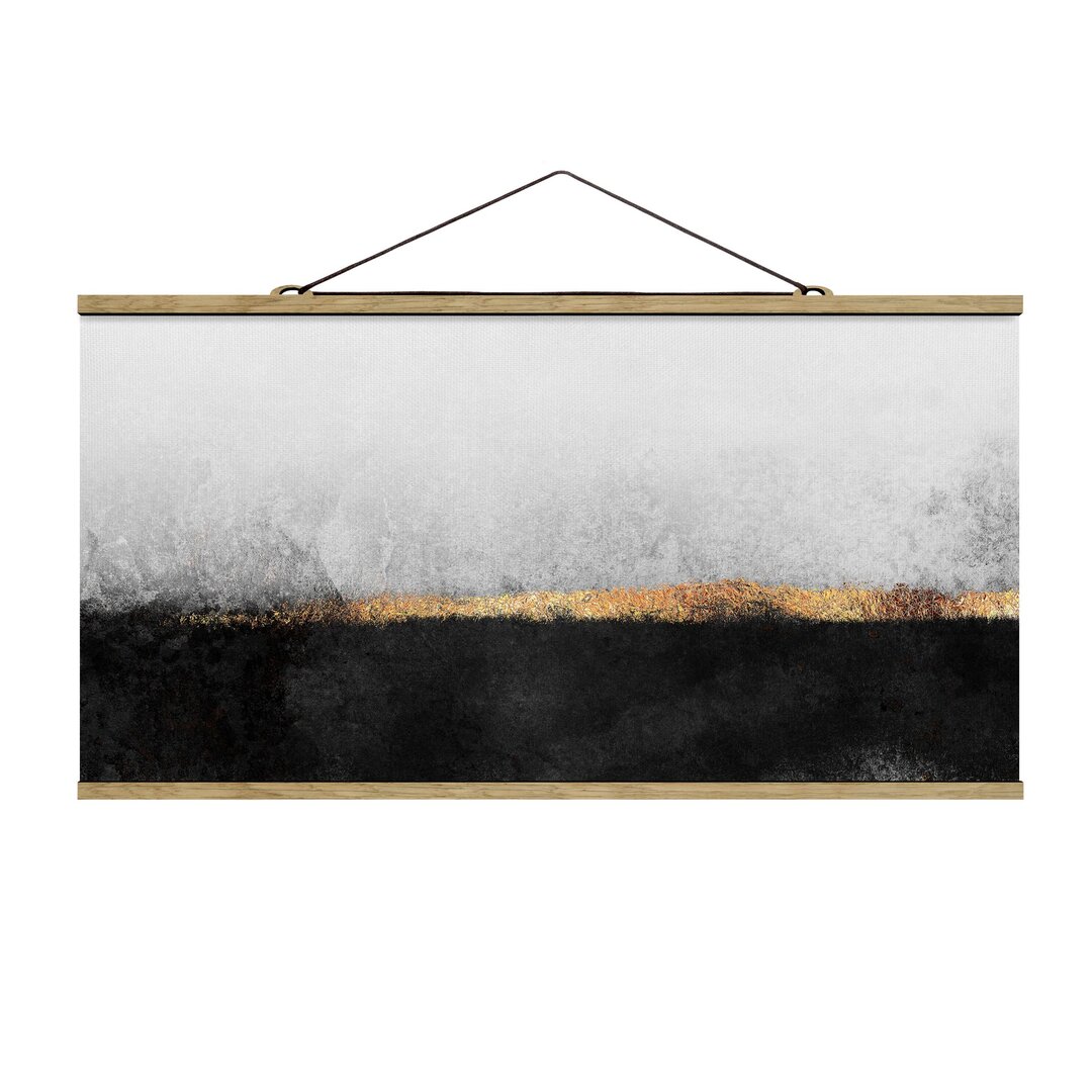 Wandbild Abstract Golden Horizon Black White von Elisabeth Fredriksson