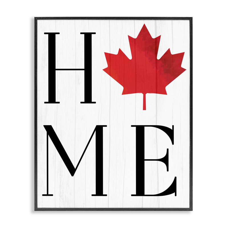 Giclée encadrée Home home with Maple Leaf, design par Lil 'Rue, H 14 po x l 11 po, Giclée encadrée noir minuit