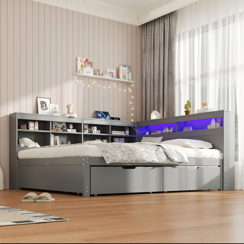 Bed, Gray, Double