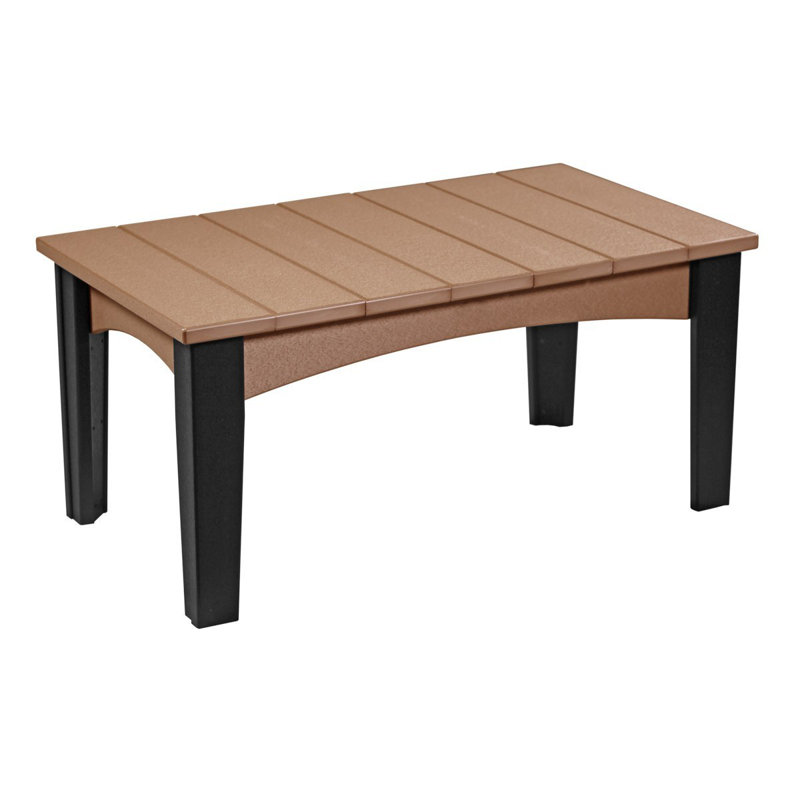 Rochele Rectangular Outdoor Coffee Table With Umbrella Hole , 39'' in. W 22'' in. D, Black, Cedar