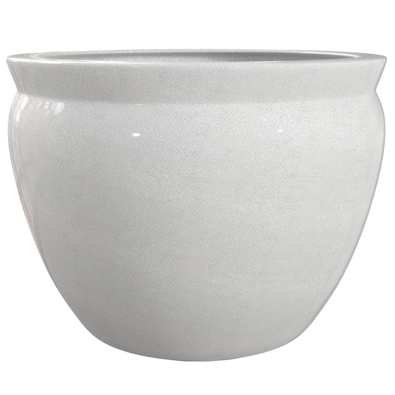 Vase de plancher en porcelaine Jalani, gris, H 10,5 po x l 14,5 po x P 14,5 po