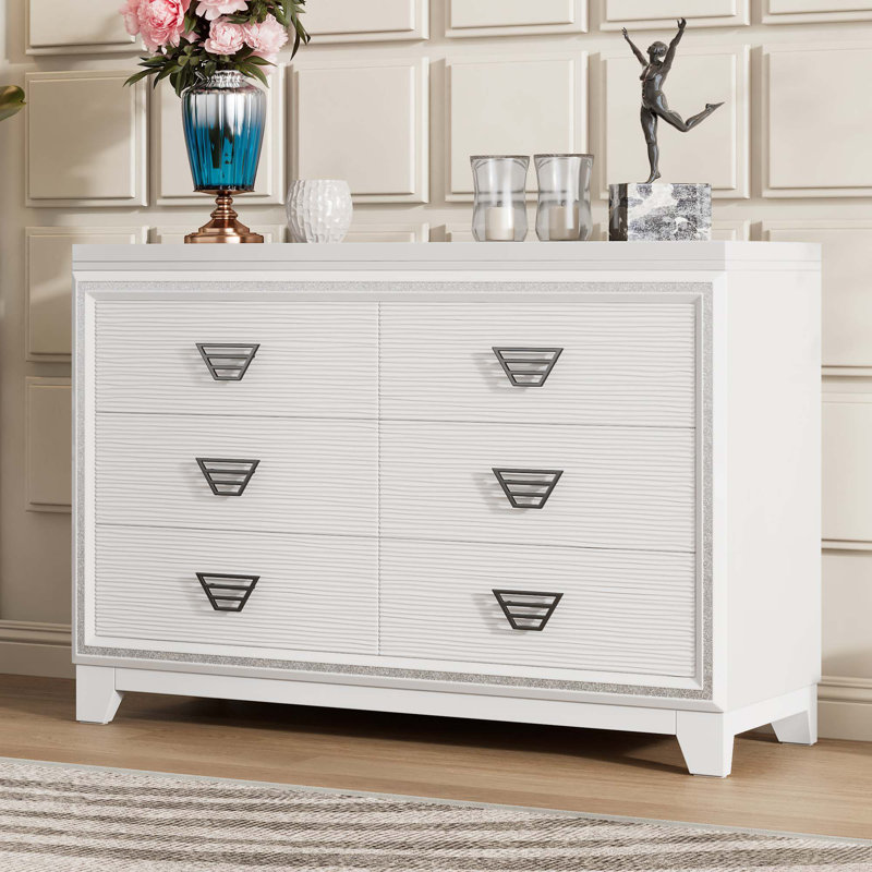 Commode 6 tiroirs, Blanc