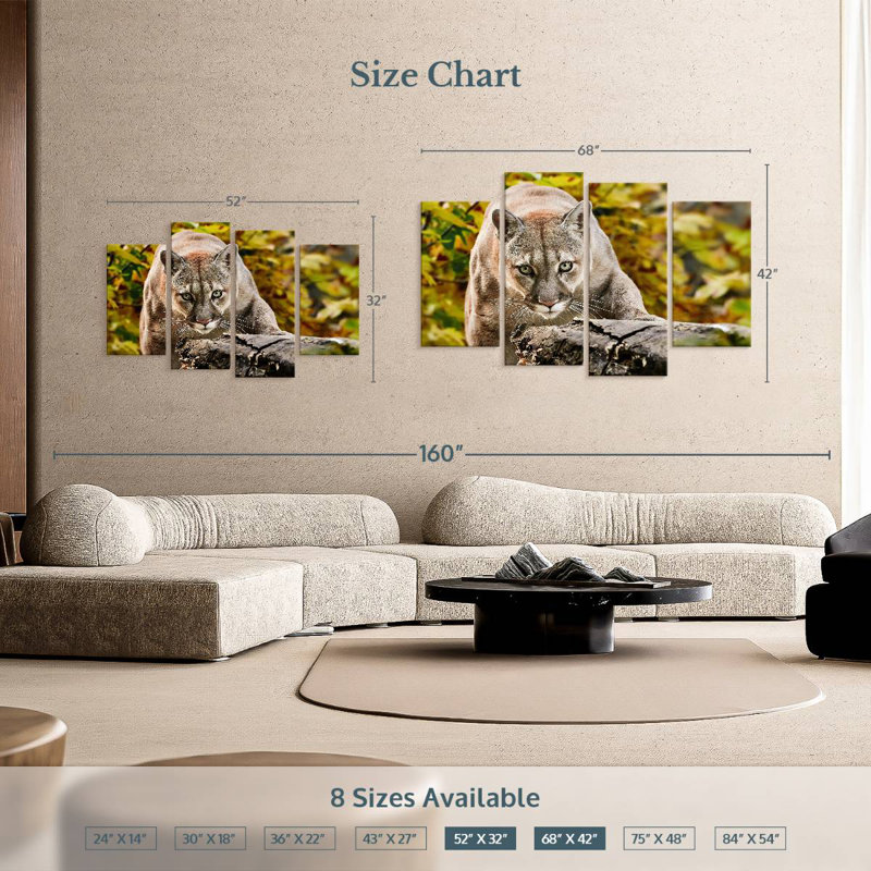 Brampt Hunting Cougar, 32" H x 52" W