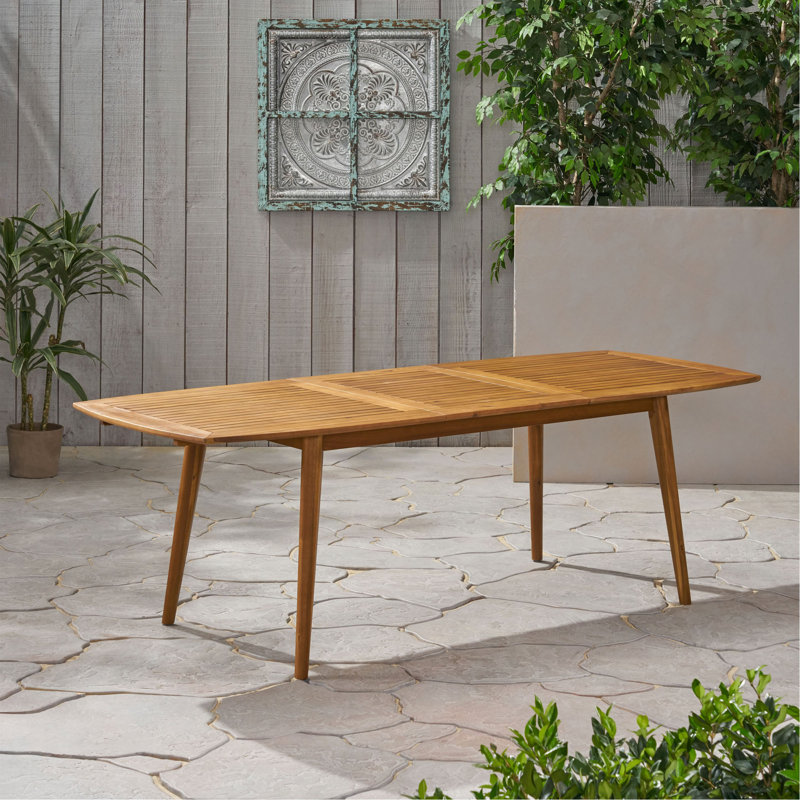 Table de salle à manger d'extérieur extensible en bois d'acacia