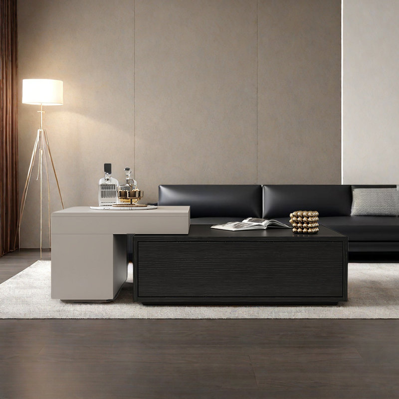 Luxury-Style Square Coffee Table, Black/Mint Green